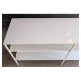 G - White Metal Console/Bookshelf - Two-Tier Open Shelving