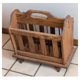 O - Oak Magazine Rack Open-Handle Design
