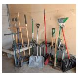 G - Assorted Yard Tools & Shovels with Wall Mount Holders - Includes 2 Holders