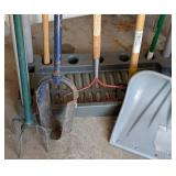 G - Assorted Yard Tools & Shovels with Wall Mount Holders - Includes 2 Holders