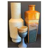 K - Three-Piece Ceramic Vase and Goblet Set