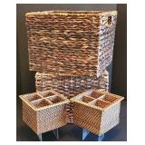 K - Woven Rattan Basket Set - 4 Baskets & 2 Flatware Organizers
