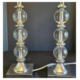 K - Pair of Stylish Stacked Glass Orb Columns Table Lamps