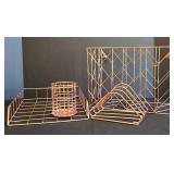 K - Copper Wire Office Desk Organizer Set - Tray, Hanging File Rack, Pen Cup & Letter File (Lot of 4)