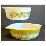 K - Vintage Pyrex Spring Blossom Casseroles - 1 Pint & 2 Pint Uncovered