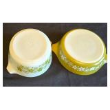 K - Vintage Pyrex Spring Blossom Casseroles - 1 Pint & 2 Pint Uncovered