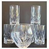 K - Crystal Glass Vase & 6 Cut-Glass Tumblers (Lot of 7)