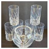 K - Crystal Glass Vase & 6 Cut-Glass Tumblers (Lot of 7)