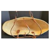 K - OndadeMar Handbags (Lot of 2) - Shell Lace Bead-Embellished Straw Totes Leather Handles