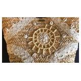 K - OndadeMar Handbags (Lot of 2) - Shell Lace Bead-Embellished Straw Totes Leather Handles