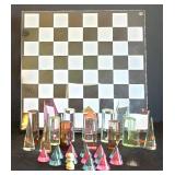 K - Unique Acrylic Chess Set on 12-Inch Board