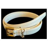 K - Yves Saint Laurent Ivory Leather Belt - Like New