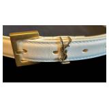 K - Yves Saint Laurent Ivory Leather Belt - Like New
