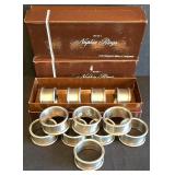 K - F.B. Rogers Provincetown Pewterlite Napkin Rings (12) - Silver-Toned Pitcher on Tray