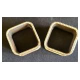 K - F.B. Rogers Provincetown Pewterlite Napkin Rings (12) - Silver-Toned Pitcher on Tray