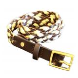 K - Rag & Bone Leather Braided Belt, 36.5 Inches Long