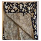 K - Liberty Silk Scarf - Navy Gray Floral Pattern, 100% Silk