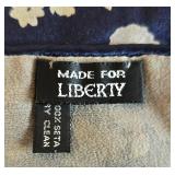 K - Liberty Silk Scarf - Navy Gray Floral Pattern, 100% Silk