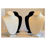 K - 4 Necklace Bust Forms - Black Velvet & Ivory Sateen