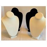 K - 4 Necklace Bust Forms - Black Velvet & Ivory Sateen