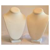 K - 4 Necklace Bust Forms - Black Velvet & Ivory Sateen