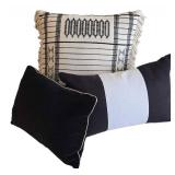 LR - 3 Pillow Covers with Pillow Forms - Ivory & Black, Black & White, Black (Lot of 3)