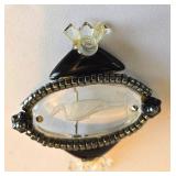 K - Vintage Trifari Jelly Belly Heron Brooch - Missing Floral Accent