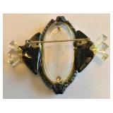 K - Vintage Trifari Jelly Belly Heron Brooch - Missing Floral Accent
