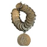 K - Vintage Mexican Peso Coin Bracelet with 1 Peso Pendant - 8 Inch Length