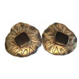 K - Vintage Mexican Sterling Silver 925 Onyx Sunburst Disc Post Earrings