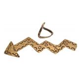 K - JA Sterling Arrow Brooch & Triangulation Ring - Sterling Silver, Size 6 (Lot of 2)