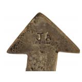 K - JA Sterling Arrow Brooch & Triangulation Ring - Sterling Silver, Size 6 (Lot of 2)