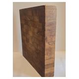 K - Wooden Kitchenware Lot: 10-Inch Salad Bowl on 10.5-Inch Square Pedestal, 12-Inch Cutting Board,
