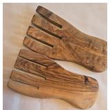 K - Wooden Kitchenware Lot: 10-Inch Salad Bowl on 10.5-Inch Square Pedestal, 12-Inch Cutting Board,