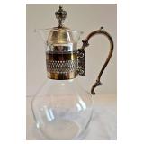 K - Vintage Silver Plated Coffee Carafe on Footed Warmer Stand with Glass Decanter