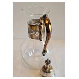 K - Vintage Silver Plated Coffee Carafe on Footed Warmer Stand with Glass Decanter