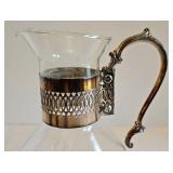K - Vintage Silver Plated Coffee Carafe on Footed Warmer Stand with Glass Decanter
