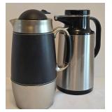 K - Crate & Barrel 442-135 Black Boardroom Carafe & Allgo Stainless Steel Carafe (Lot of 2)