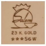 K - Salem 9.25in Plate (23K Gold) & Sebring Serenade Burgundy Platter (22K Gold) & 13.5in Glass Platter