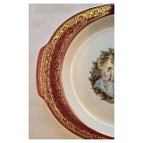 K - Salem 9.25in Plate (23K Gold) & Sebring Serenade Burgundy Platter (22K Gold) & 13.5in Glass Platter