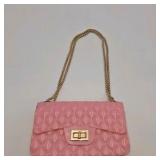 Pink Quilted Chain Strap Shoulder Bag with Gold-Tone Hardware
