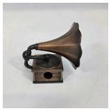 Vintage Die Cast Miniature Metal Pencil Sharpener Victrola Gramophone Phonograph Decorative Music Box