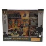 US Army Checkpoint Toy Playset Watchtower/Vehicle/Soldiers/Weapons