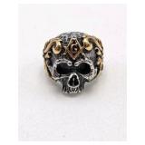 Masonic Skull Ring with Gold-Tone Accent Design
