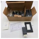 ELE Group - Matte Black - 10 Pack - Single Pole Decorative Switches with Wall Plate 15 Amp, 120 V