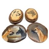 Lot of 4 Pieces Great Dane Dog Art Lot Hand Painted Agate Slabs and Hand Painted Wood Plaques AMCDC Award