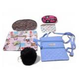 Mixed Purse and Wallet Lot - Crossbody Bag, Coin Pouches and Keychain