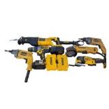 DeWalt Tool Lot With Reciprocating Saw, Drills, Grinder, Multi-Tool, Battery & Cases