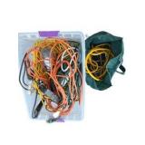 Large Extension Cord Lot with Power Strips, Work Light and Storage Bin