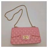 Pink Quilted Chain Strap Shoulder Bag with Gold-Tone Hardware